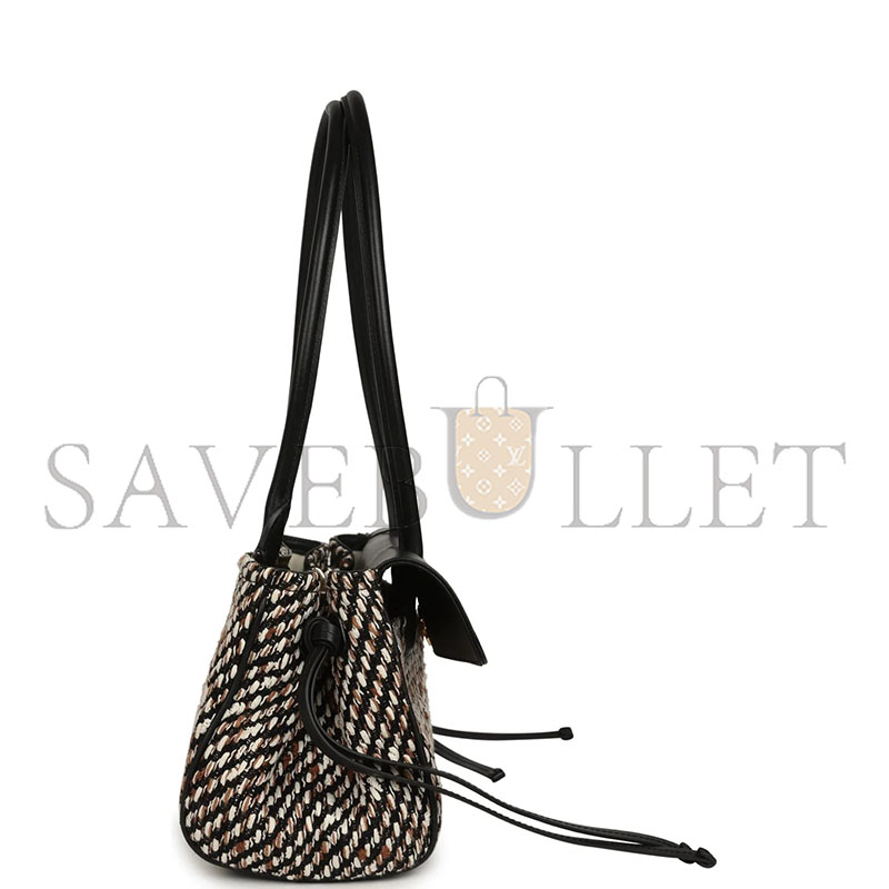 CHANEL SMALL URBAN ESSENTIAL EAST WEST SHOPPING TOTE BLACK CALFSKIN AND MULTI TWEED GOLD HARDWARE (31*15*12cm) 